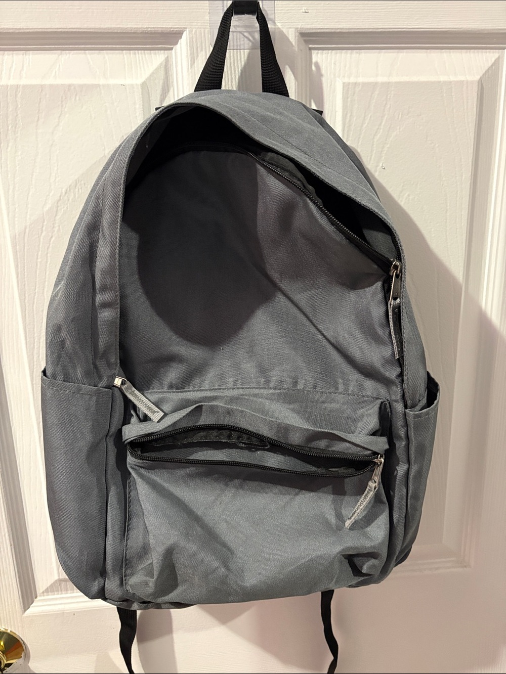 Classic Gray Everyday Backpack with Front Zip Pocket